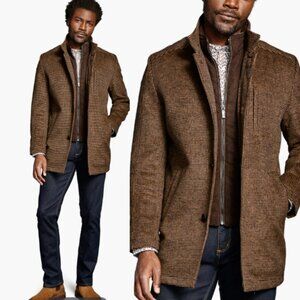 Johnston & Murphy Mens Upton Car Coat size XL Wool Jacket Quilted Faux Suede